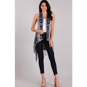 Boho Print Vest Cardigan